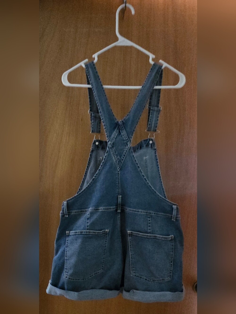 No Boundaries Light Blue Denim Short Overalls - Picture 4 of 5